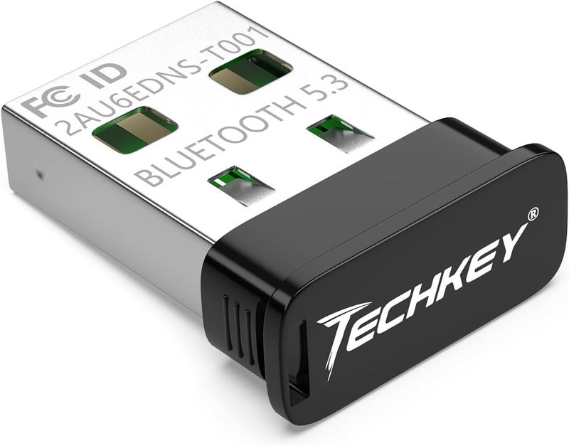 TECHKEY USB Bluetooth Adapter for Desktop PC, Plug&Play 5.3 Mini EDR Bluetooth Dongle Receiver & Transmitter for Laptop Computer Compatible with BT Headphones Keyboard Mouse Windows 11/10/8.1 - Image 1